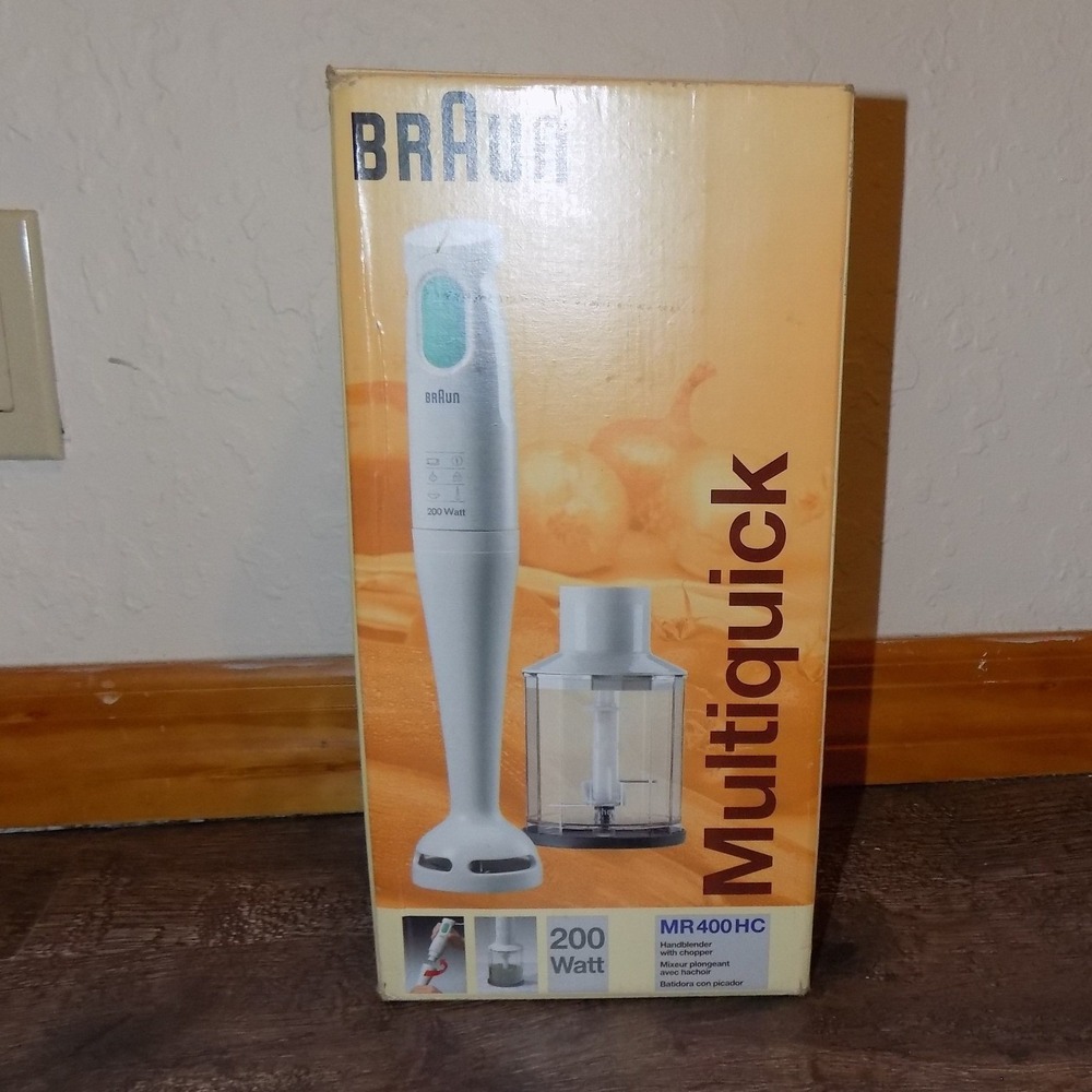 Braun Multiquick Hand Blender MR 400 HC White Excellent 200W Chopper Attachment